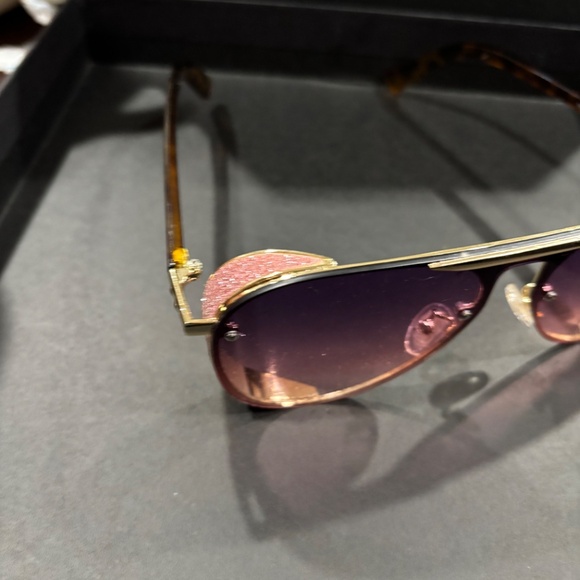 Jimmy Choo Gradient Purple Aviator Sunglasses with Gold Accents main image 7